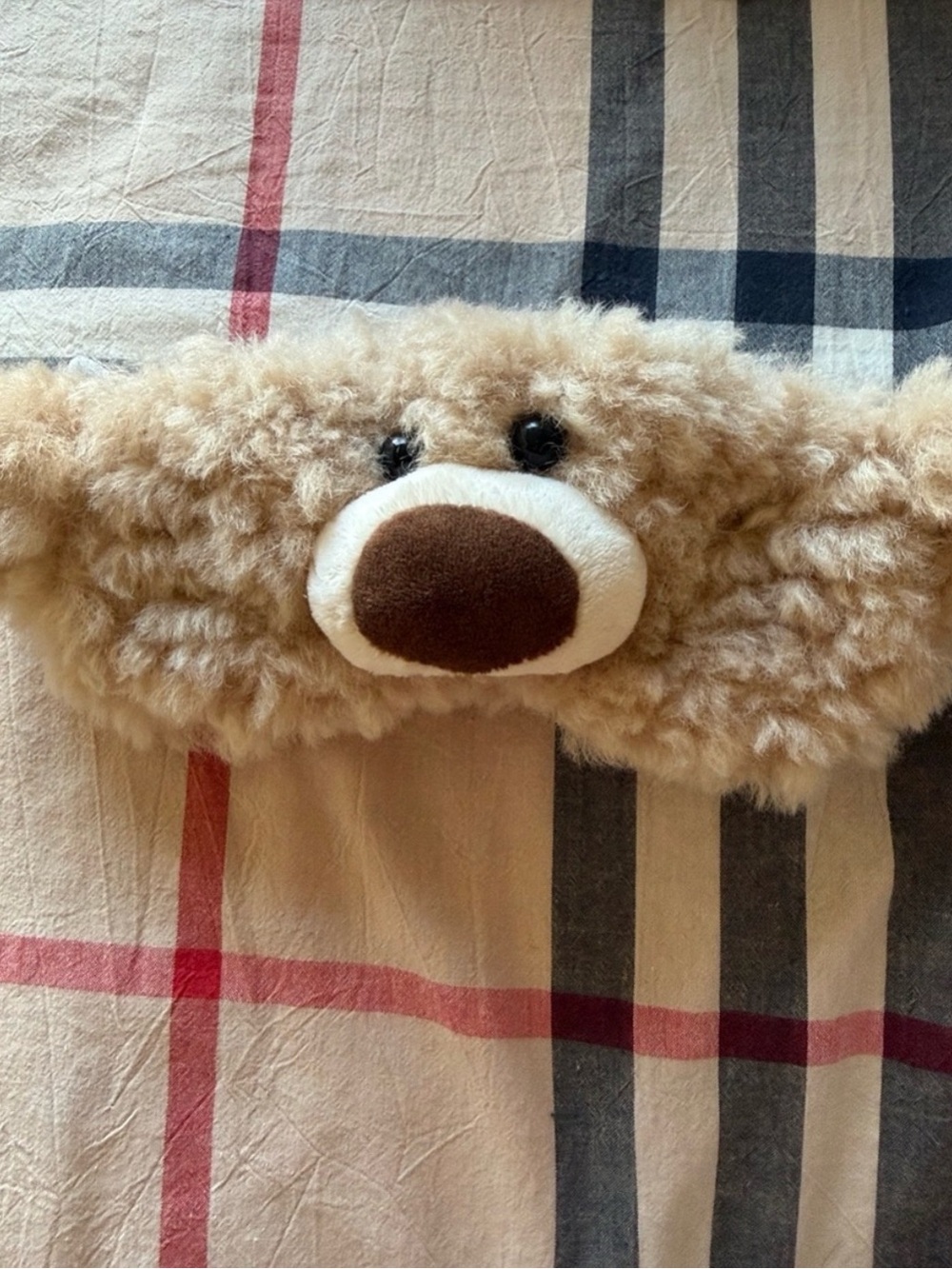 Plush Teddy Bear Beige Sleep Mask – Cozy Fluffy Eye Mask for Women